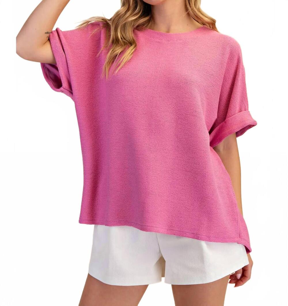 NEW GLAM comfort cut knit top in hot pink